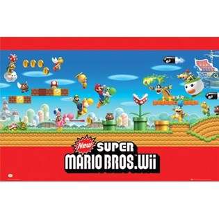 Super Mario   Wii Poster 34x22  AF Custom Frames For the Home Wall 