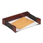 Rolodex Letter Tray, Leather/Wood, Mahogany 