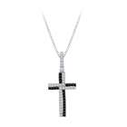 black white diamond 10k white gold cross pendant w chain