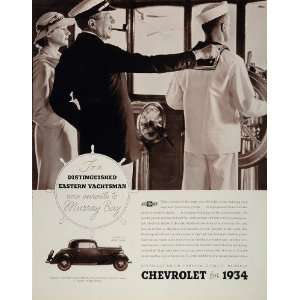 1934 Ad Chevrolet Master Six Sport Coupe Car Yachtsman   Original 