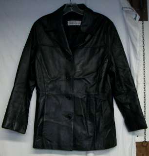 FRANKLIN ALLEN Black Faux Leather Jacket MED  