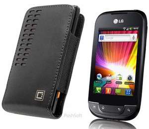 Leather Case Pouch Cover for LG Optimus NET P690; w/Holster Belt Clip 