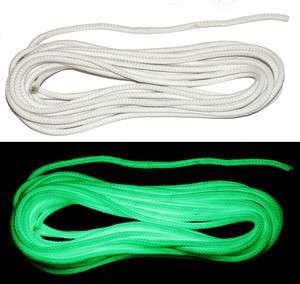 20ft Increment Glow In The Dark Cord / Rope 1/8   3/16 GITD 1,000 lb 