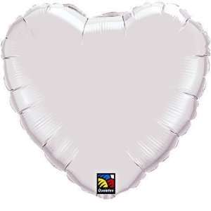   18 White/White Heart   Qualatex Shaped Balloon