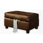 Poundex Walnut bonded leather match storage ottoman foot stool with 
