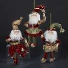 KSA Pack of 6 Burgundy, Green & Gold Ornate Santa Claus Elf Christmas 