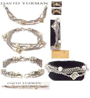 Rare David Yurman Sterling Silver,18K Gold, & Pearl Bracelet, MINT 