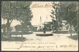 EL SALVADOR SAN SALVADOR Morazan Park Postcard 1906 VF  
