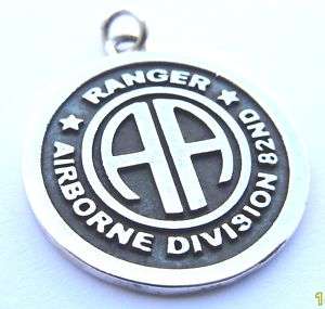 SILVER 925 Army 82nd Airborne Ranger PENDANT Necklace  