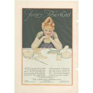  1920 Advertisement Ivory Fiberloid Woman Looking at Brush 
