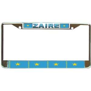    Zaire Flag Chrome Metal License Plate Frame Holder Automotive