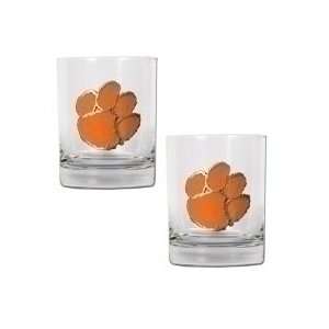  Clemson Tigers Logo 2pc Rocks Glass Set