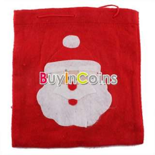Red Christmas Flannel Santa Claus Bag Drawstring X mas Gift Small 