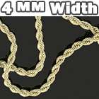   20 40 Inch 14k Gold Plated 4 mm French Rope Chain Diamond Cut Necklace