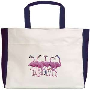  Beach Tote Navy Cool Flamingos with Sunglasses Everything 