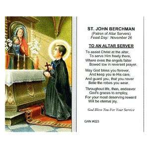    John Berchman Prayer Card  To an Altar Server Toys & Games