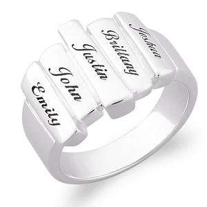  Sterling Silver Family Name Bar Ring   Personalized 