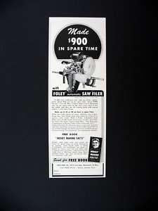 Foley Mfg Automatic Saw Filer sharpening 1954 print Ad  