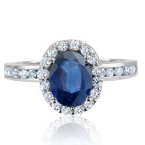 Natural Sapphire Diamond Engagement Ring in Platinum Halo Ring (G, SI1 