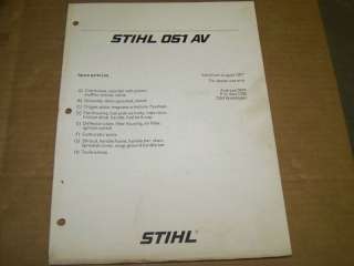 c260) Stihl Parts List 051 AV Chain Saw DATE 1977  