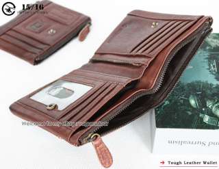 New Tough Removable Brown Genuine Leather Wallet t1320  