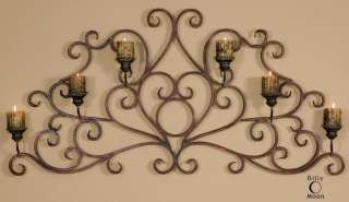   Hand Forged Metal Candle Holder Wall Sconce Wrought Iron Grille  