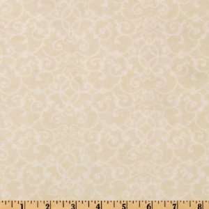  44 Wide Poetic Blossoms Swirls Ivory Fabric By The Yard 