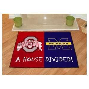 Michigan Wolverines House Divided Rug Mat  Sports 