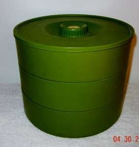 Vintage Plastic Olive Green Stacking Organizer Sewing  
