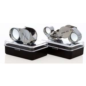 New 2pc Jewelers Eye Loupe Set 30X + Dual 10X 20X Magnifying Glass 