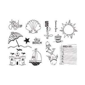 Unmounted Red Rubber Stamps 1X1 To 3X2 Beach Day & Sun Rays 