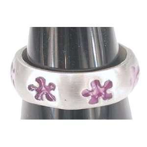    Cute Purple Flower Flowers Pewter Ring Band, Size 12 Jewelry