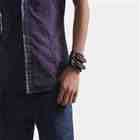   Leather Wrist Band Alloy Bracelet for Men & Women   Color Black