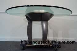 GULASSA & CO Designer 53.5 Glass Top Pedestal Table  