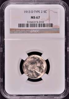 1913 D BUFFALO 5C NGC MS 67  