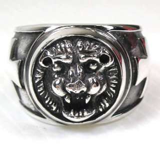 LION CROSS 925 STERLING SILVER MENS BAND RING Sz 13 NEW  