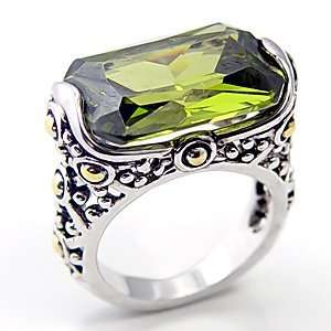   CZ Rings   Gorgeous Designer Olive Green Colored CZ Ring Jewelry