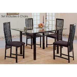   Black Metal Glass Top Dining Room Table Chairs Set Furniture & Decor