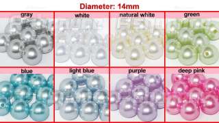10x 14mm Plastic imitation Pearl Round Beads  