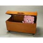  wood childrens treasure toy chest with safety hinges and casters