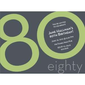  Numeral Card 80th Green Milestone Birthday Invitations 