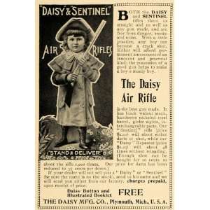 1901 Ad Daisy Manufacturing Air Rifle Sentinel Boy Gun   Original 