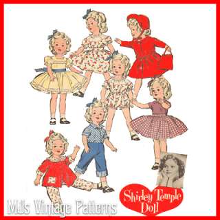 Vtg 1950s Pattern 17 Shirley Temple Doll Clothes ~ HUGE WARDROBE 