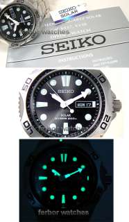 SEIKO SOLAR SCUBA DIVER STAINLESS STEEL BAND DAY DATE 200 m SNE107P1 
