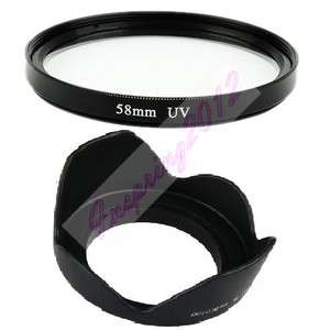   Flower Lens Hood+UV Filter for For Canon EOS 18 55mm Lens Rebel T3i X5