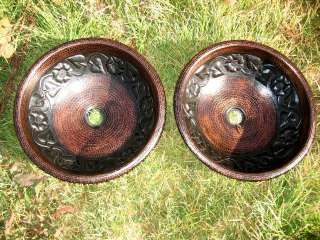 Bathroom Copper Sinks w/Flower Guide Exclusive Patina  