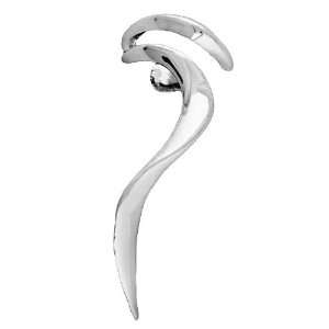    Sterling Silver Left Only Flame Wiggle Wave Ear Cuff Jewelry