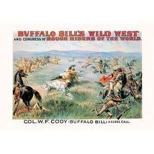 Vintage Art Buffalo Bill A Close Call   02920 x