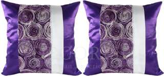 2x PURPLE VIOLET SILK COUCH BED DECORATIVE THROW CUSHION COVERS 