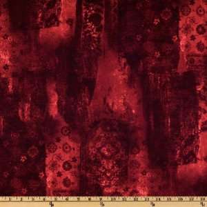  44 Wide Kashmir Textured Floral Antique Crimson Fabric 